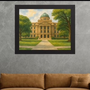 Texas A&M Academic Building Watercolor Print | Century Tree Campus Art | College Station Wall Decor | Graduation Gift for Aggies