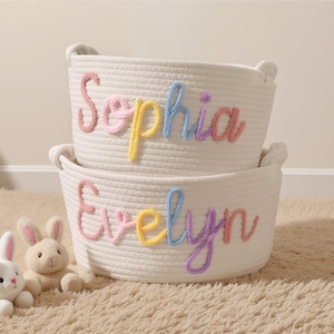 Personalized Handmade Basket, Baby Shower Gift Basket, Baby Gift, Baby Shower Gift, Rope Cotton Gift Basket, Storage Basket, Toy Organizer