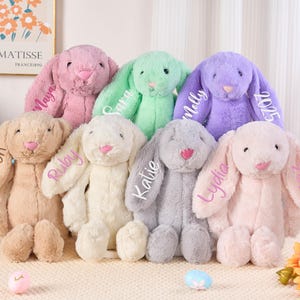 Embroidered Bunny Rabbit,Personalized Bunny Rabbit Toy With Name,Custom Plush Bunny,Stuffed Animal,Flower Girl Gift,Baby Shower Gift