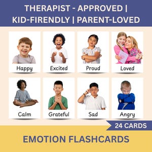 Printable Photo Emotion Flashcards for Kids, Feelings Cards Toddler Preschool, Montessori Autism ADHD Social Emotional Learning Download