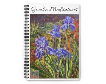 Garden, Iris, flowers, floral, gift for gardener, flower lover gift, Iris lover gift  journal, planner, Spiral Notebook - Ruled Line