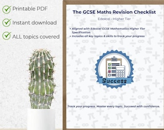 GCSE Maths Higher Tier Checklist | Edexcel Printable PDF | Study Guide | Instant Download Revision Sheet