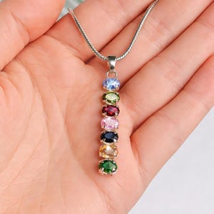 Sevan Chakra Pendant Necklace & 7 chakras, Prong Setting, Sterling Silver, Boho Rustic Necklace, Gift for her, Handmade, A++Quality