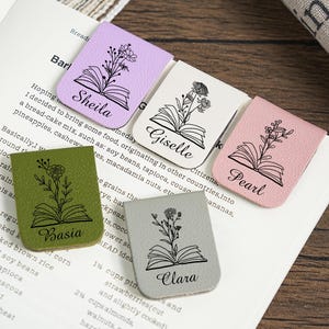 Birthday Flower Bookmark with Name, Gift for Readers, Custom Bookmark for Her,Name Bookmark with Birth Flower, personalized leather bookmark