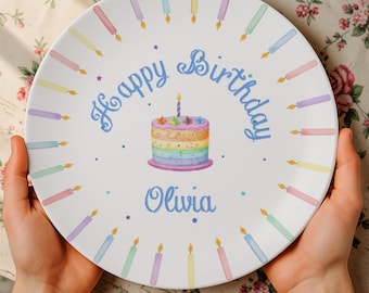 Personalized Birthday Plate-Custom Name Hand Painted Ceramic Plate-Birthday Gift-Family Home Party Decor-Children's Gifts