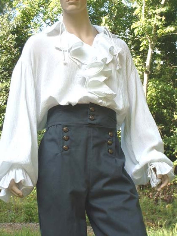 B020-08D Poet Shirt Musketeer Shirt Renaissance Pirate Shirt Flounce Ruffled  Front Men's Women's Made to Order 