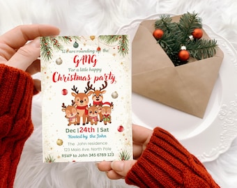 Christmas party invitation card printable and digital | editable holiday invite | instant download invitation