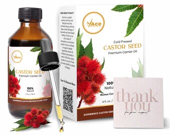 Cold Pressed Castor Seed Carrier Oil, Hair Growth, Skin Care - 4 fl oz