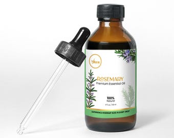 Pure Rosemary Essential Oil – Aromatherapy, Skin & Hair, Cleaning - with Dropper