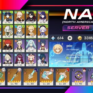 Genshin Impact (NAサーバー) | アカウント | 12人の5つ星キャラクターへのフルアクセス | UnBuilt