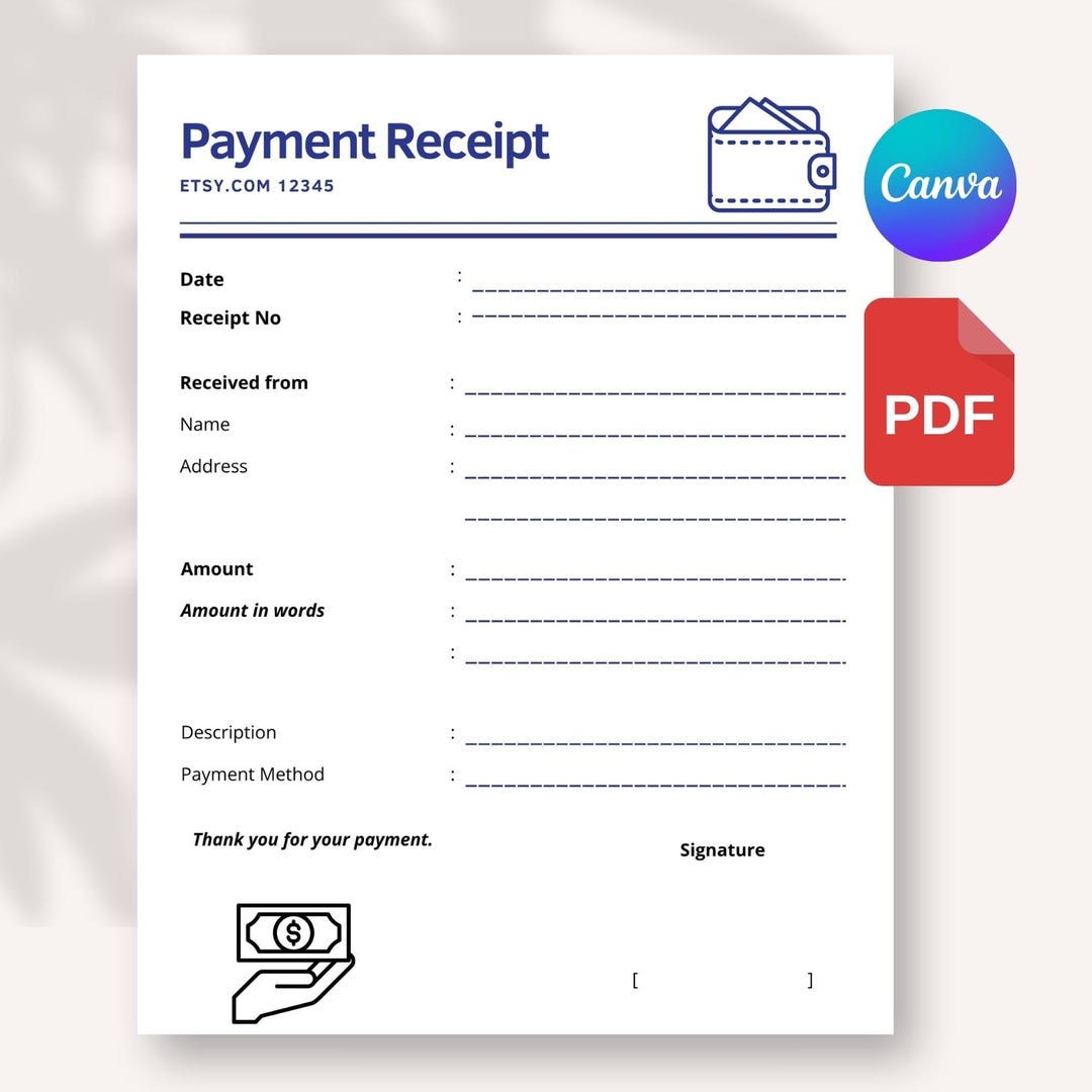 Clean & Professional Payment Receipt | Printable A4 -USLETTER Template ...