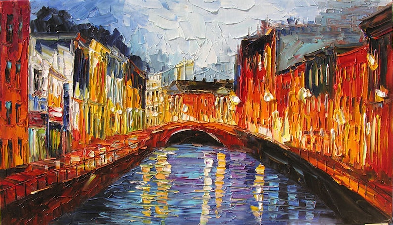 Image result for cityscape painted with palette knife