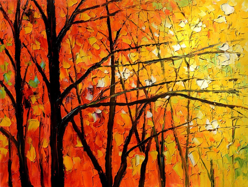 Painting ORIGINAL Colorful painting impasto painting Modern painting bright colors red, orange painting ready to hang gift image 1