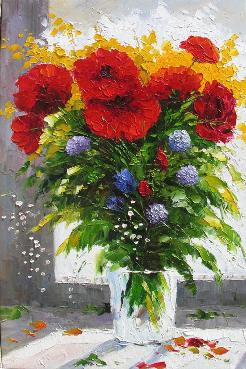 Original Oil Painting Palette Knife MADE to ORDER Colorful Etsy