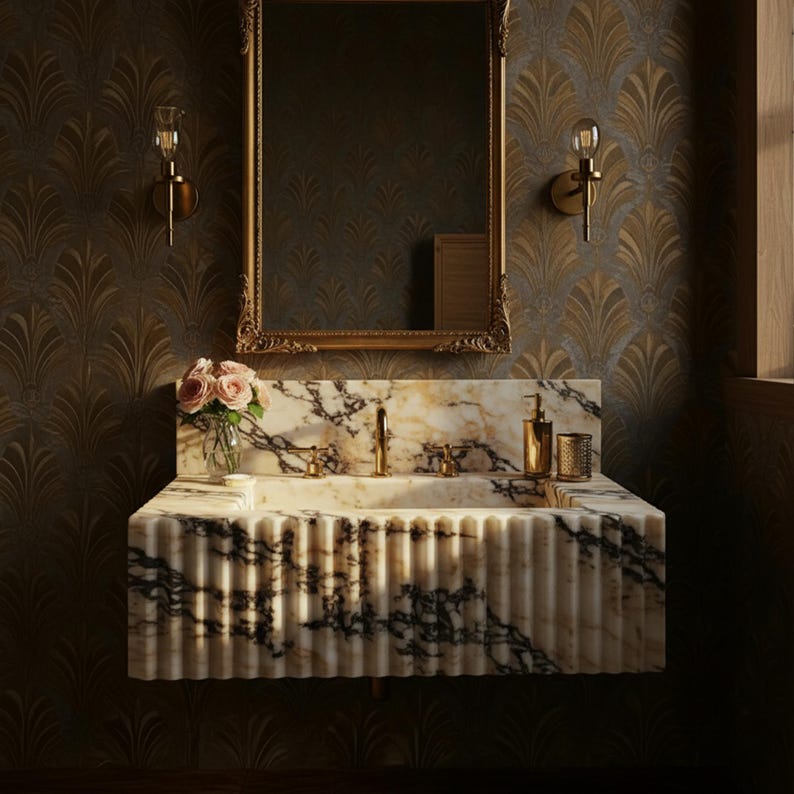 Fluted-Calacatta-Viola-Marble-Sink-Vanity_calacatta-viola_fluted-sink_marble-sink_floating-sink_wall-mount-sink_stone-sink_powder-room-sink_marble-sink-top_marble-backsplash_bathroom-vanity_natural-stone_luxury-bathroom_stone-vessel-sink