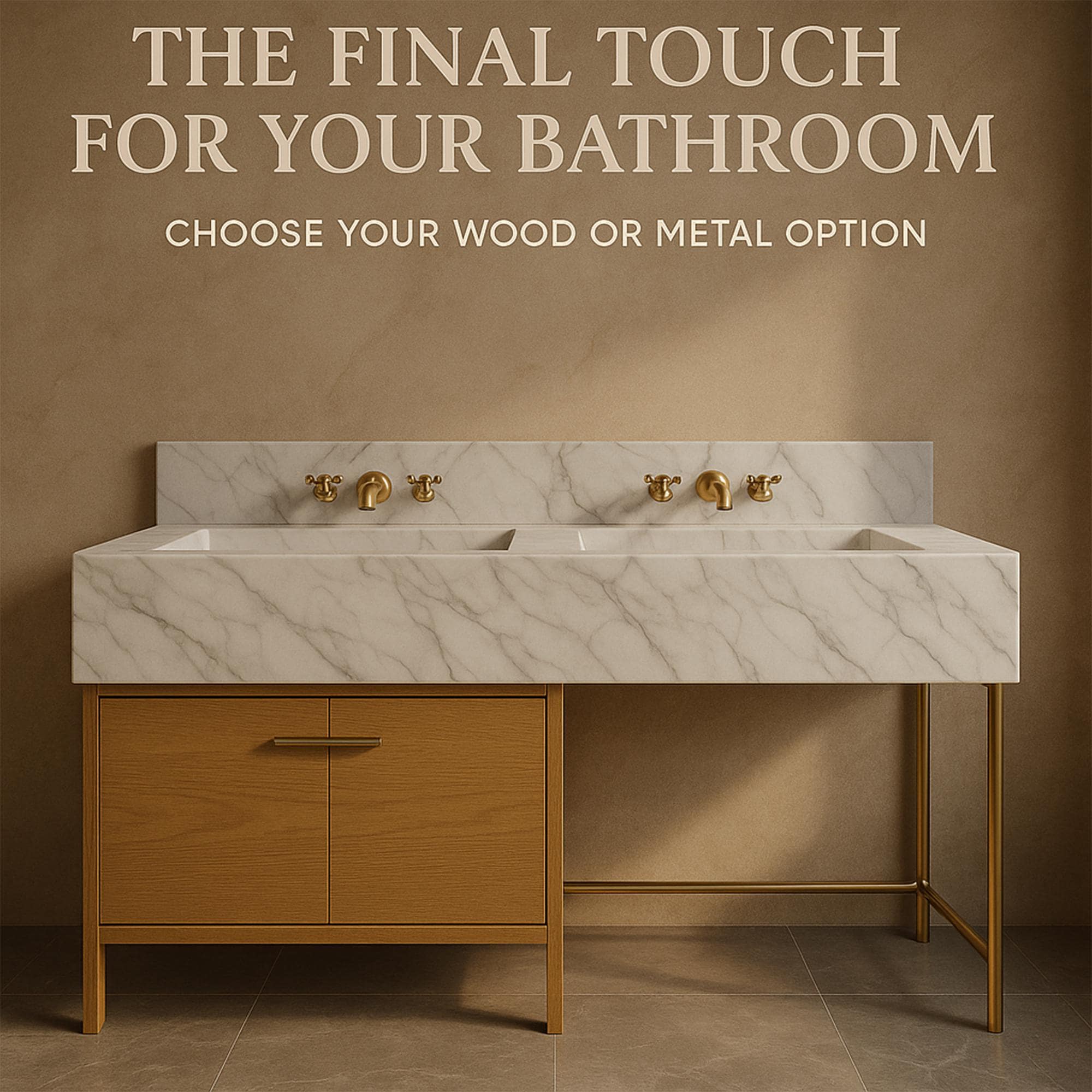 Metal stand or walnut vanity