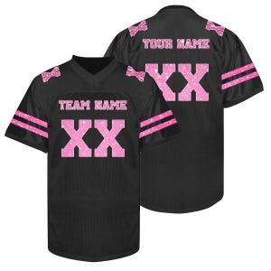 Aangepast zwart en roze voetbalshirt, gepersonaliseerd naamnummerlogo, voetbalshirts aanpassen Teamuniform geschenken