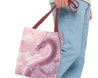 Sakura Doragon Tote Bag  Cherry Blossom Dragon Fantasy Art  Japanese Aesthetic AOP Tote