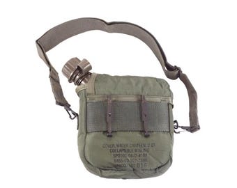 US Army 2-Quart Collapsible Canteen with Utility Pouch – Olive Drab – Surplus