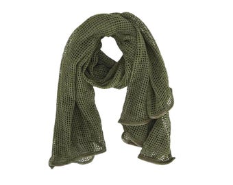 Original British Army Mesh Scarf, Lightweight Tactical Sniper Net Neckwear Olive Green UK, Bushcraft & Airsoft Gear Military Surplus Vintage