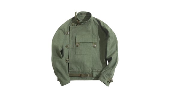 Vintage Swedish Army Field Jacket, Olive Green Cotton Canvas, Cold War Era