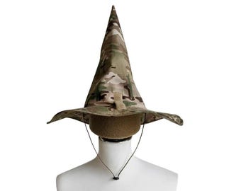 Tactische tovenaarshoed, multicam-camouflage, militaire cosplay-heksenhoed