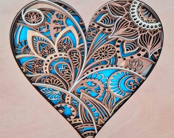 Corazón multicapa | Regalo para mamá, abuela o madre | Regalo del Día de la Madre | Te amo | Idea de regalo para el amor