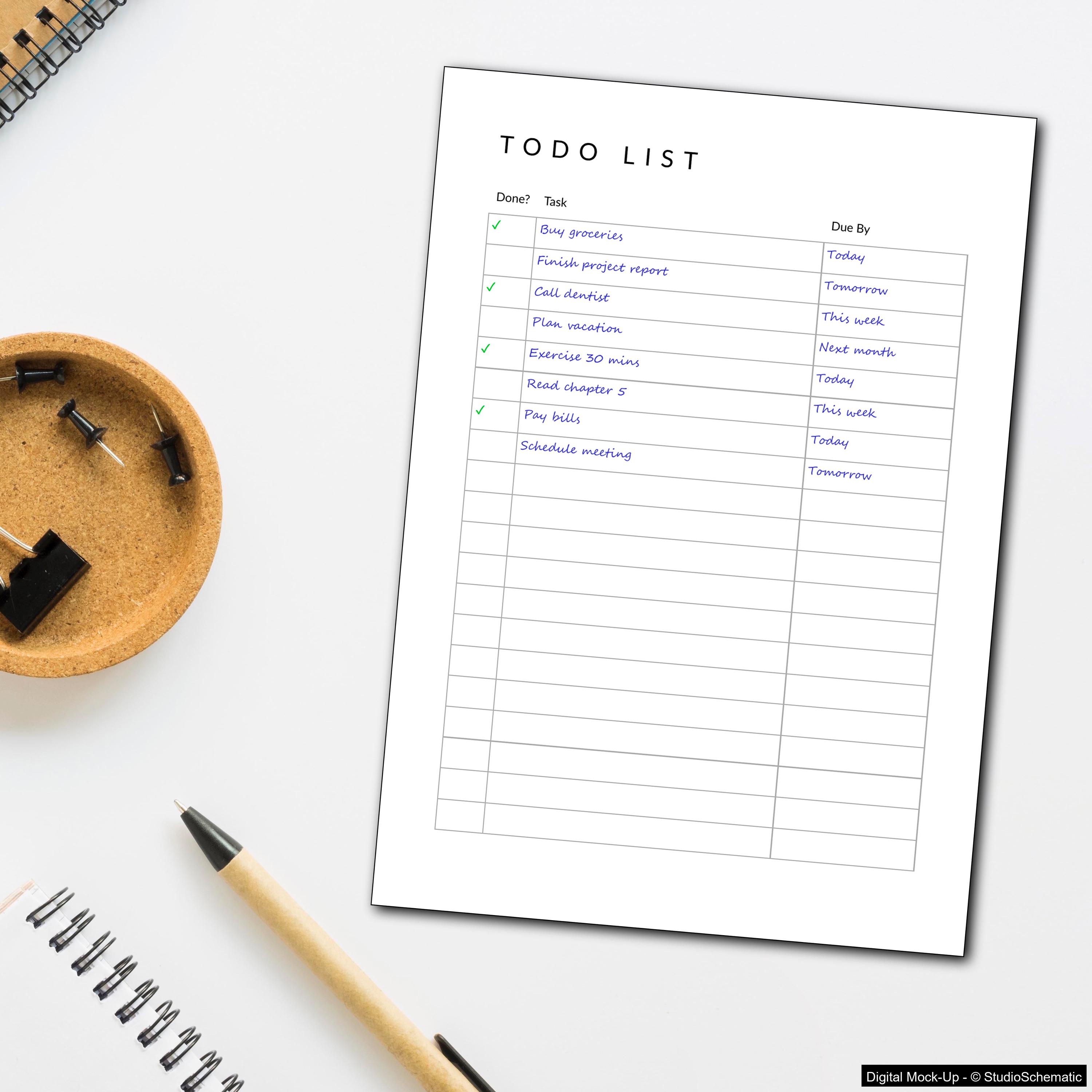 Printable Editable Minimal TODO List - Etsy
