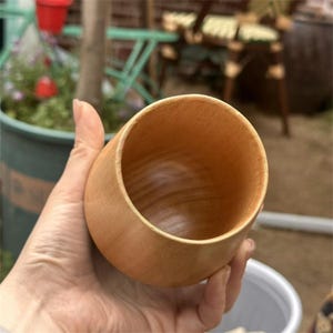 Wooden Cup, Beech Wood Mug, One-Piece Carved, Thick Insulated, Drop-Resistant, Natural Solid Wood Coffee Tea Milk Cup, Vintage Rustic Style