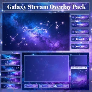 Galaxy Nebula — Animierter Stream Overlay Paket | Twitch & OBS Overlays, Bildschirme, Panels und Warnungen