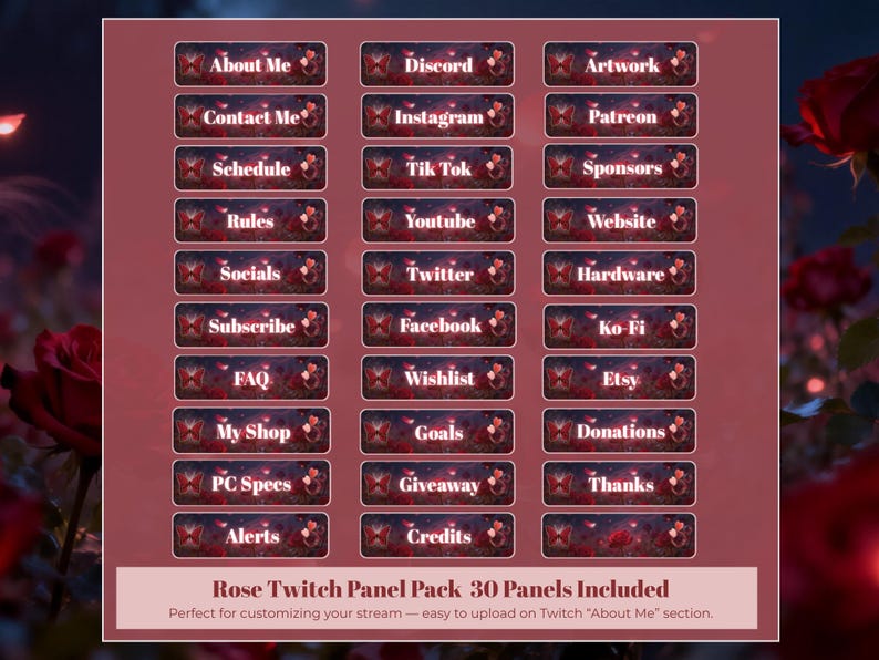 Rose Nocturne — Animated Stream Overlay Pack | Twitch & OBS Overlays ...