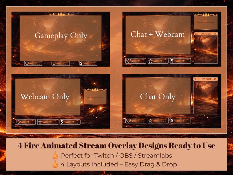 Fire Emberfall — Animated Stream Overlay Pack | Twitch & OBS Overlays ...