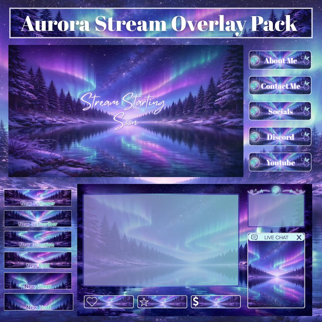 Aurora Elysian — Animated Stream Overlay Pack | Twitch & OBS Overlays ...
