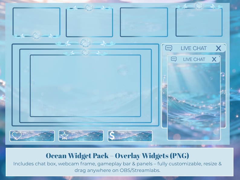 Ocean Whisper — Animated Stream Overlay Pack | Twitch & OBS Overlays ...