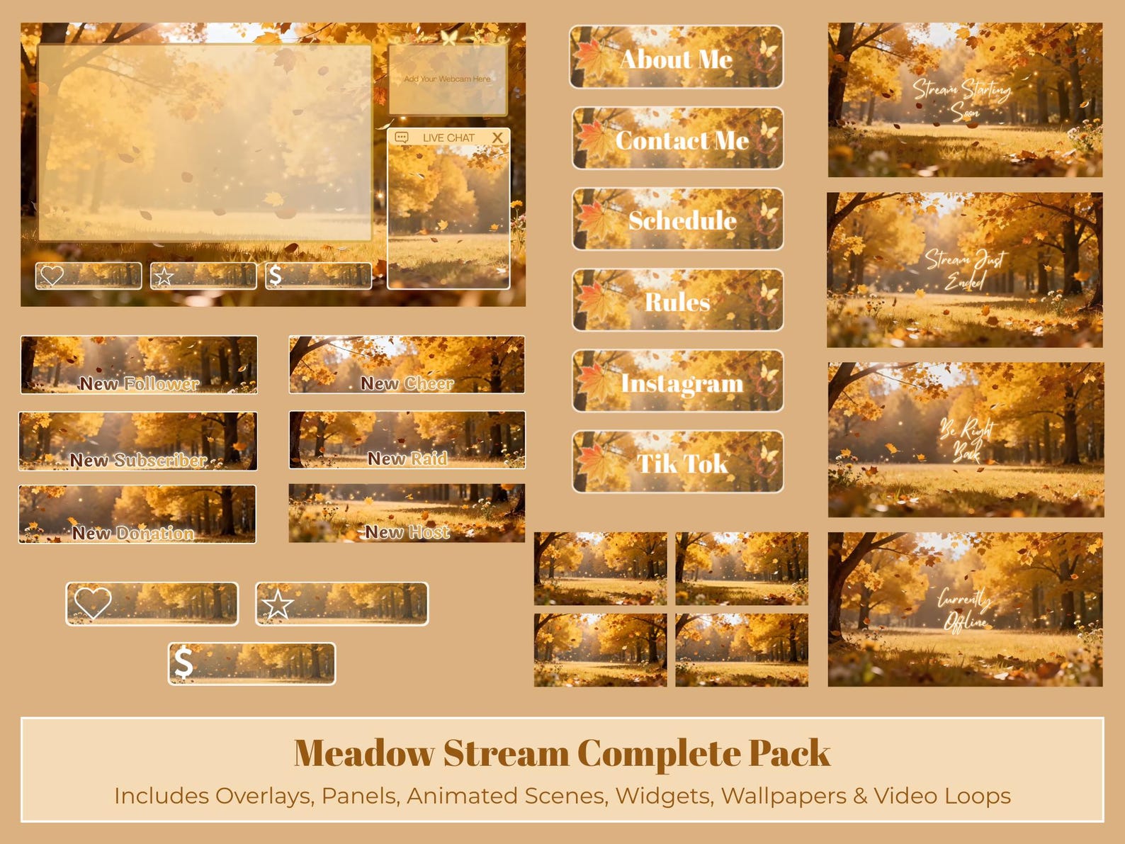 Overlay Layout Drawing Meadow Glow — Animated Stream Overlay Pack | Twitch & OBS Overlays ...