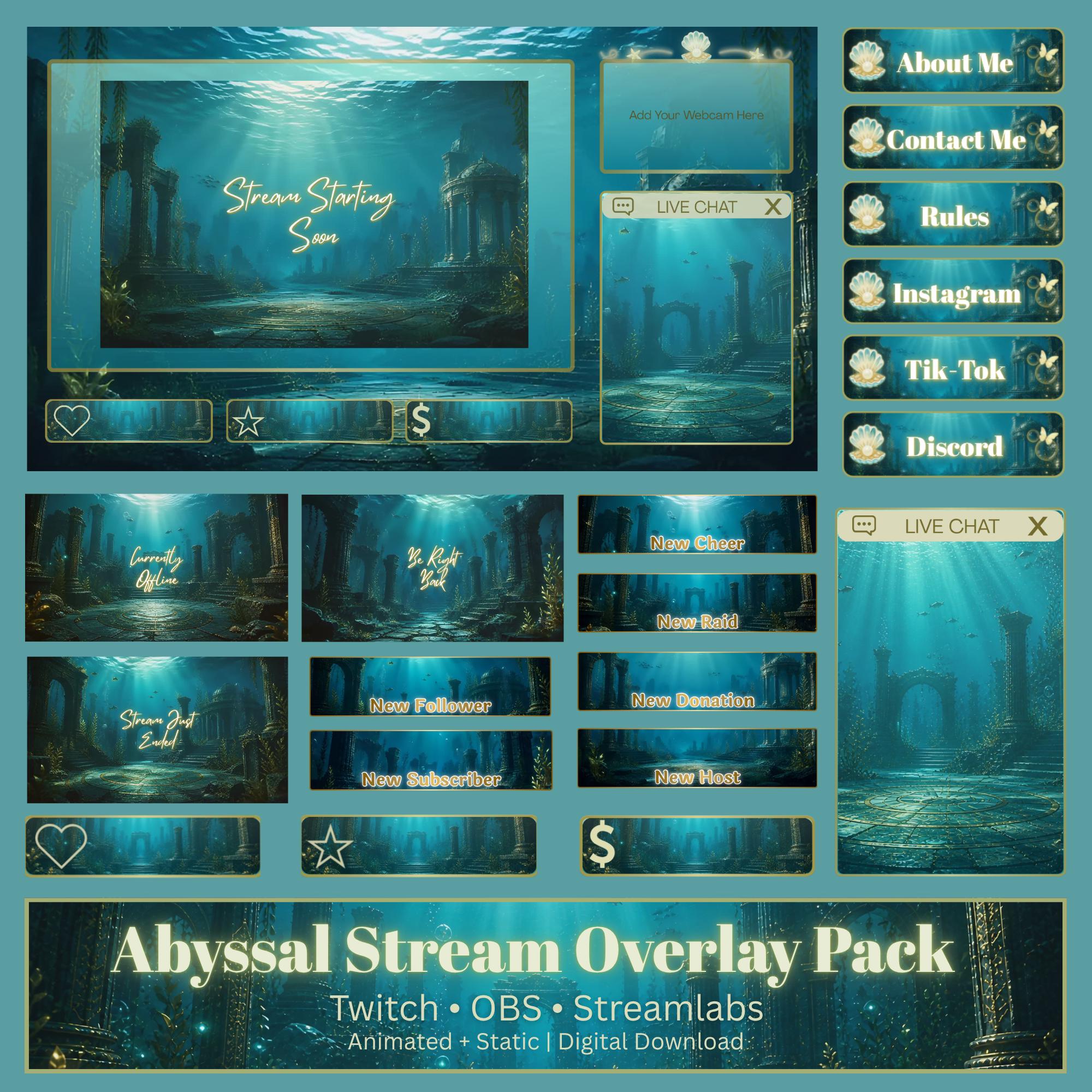 Abyssal Ruins — Animated Stream Overlay Pack | Twitch & OBS Overlays ...