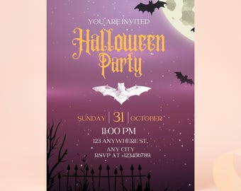 Halloween Party Invitation, Adult Halloween Party Invite Template, Costume Halloween Party Invitation, Halloween Party Invitation