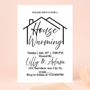 Editable House Warming Invitation, House Warming Party, Modern, Minimalist, Printable or Text Invite editable invitation