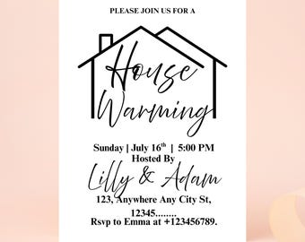 Editable House Warming Invitation, House Warming Party, Modern, Minimalist, Printable or Text Invite editable invitation
