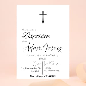 Baptism Invitation Template, Modern Baptism Invite, Minimalist Baptism Invite, Simple Baptism Invite, Minimal Aesthetic Baptism Invite