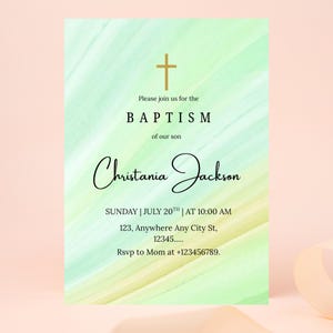 Baptism Invitation Template, Modern Baptism Invite, Minimalist Baptism Invite, Simple Baptism Invite, Minimal Aesthetic Baptism Invite