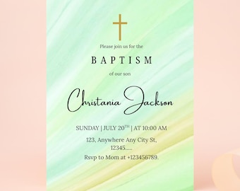 Baptism Invitation Template, Modern Baptism Invite, Minimalist Baptism Invite, Simple Baptism Invite, Minimal Aesthetic Baptism Invite