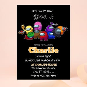 Editable Amongus Birthday invitation template / Among us birthday invitation template for kids birthday party / Birthday invitation template