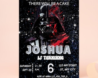 Bearbeitbare Star War-Geburtstags-Einladungsvorlage Druckbare Geburtstagsfeier-Einladung Digitale Kinderparty-Einladungsvorlage Starwars-Geburtstagskarte