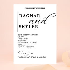 Modern Wedding Invitation, Printable Wedding Invitation Template, Minimalist Wedding Invite, Printable Wedding Invitation, Digital Download