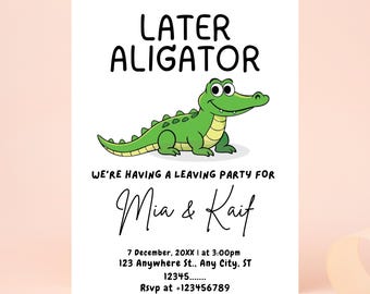 Bewerkbare kinderen alligator verjaardagsuitnodiging voor verjaardagsfeestje, instant download Gator Invite voor jongens of meisjes, Chomp Chomp Alligator verjaardagsuitnodiging