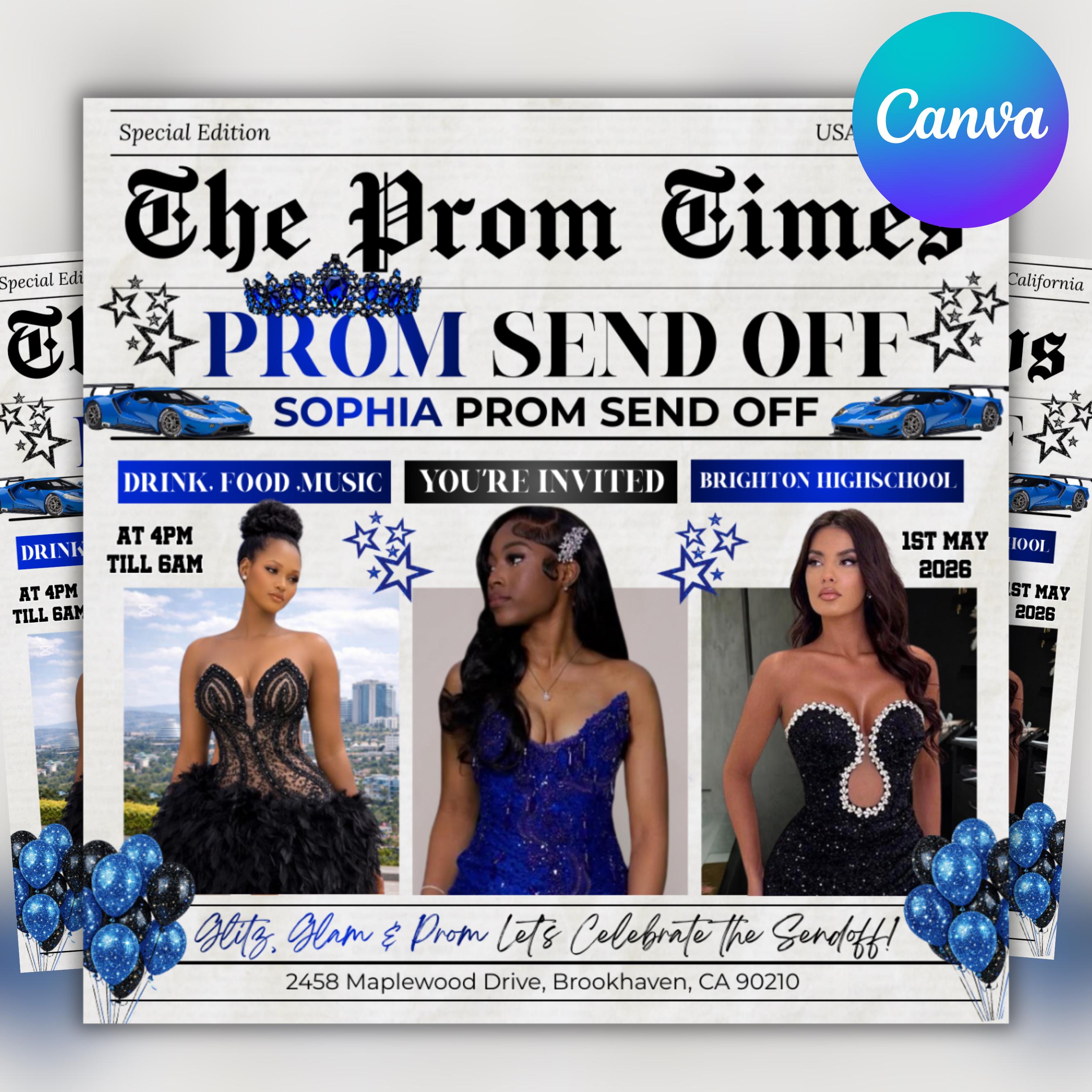 Instant Prom Design Prom Send off Flyer, DIY Prom Flyer, Prom Canva Template, Prom Send Off ...