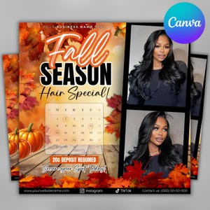 New! Fall SZN September Booking Flyer Template | Makeup Nail Appointments | Available Flyer | Bookings Flyer | Back to School Hair Lash