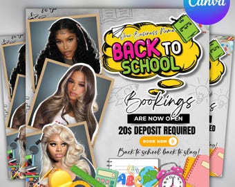 Back To School Flyer, Back to school hair flyer, Back to school sale flyer, DIY canva template, Back 2 School Flyer, Braid Special Flyer