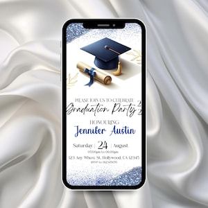 Graduation Party Invitation, Class of 2026 Invite, Blue Graduation Announcement, Self-Editable Digital Download, Printable Grad Card